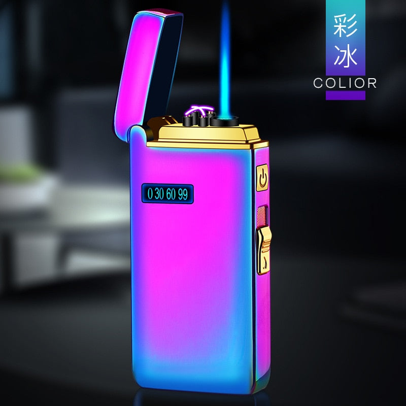 Metal USB Lighter Torch Turbo  LED Lighter Gas Chargeable
